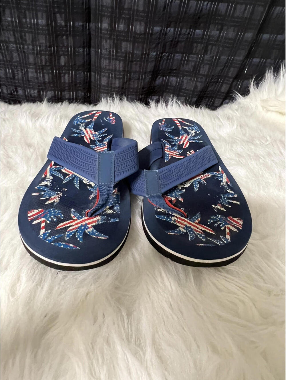 George Men's Red/White/Blue Flip Flops Size 11